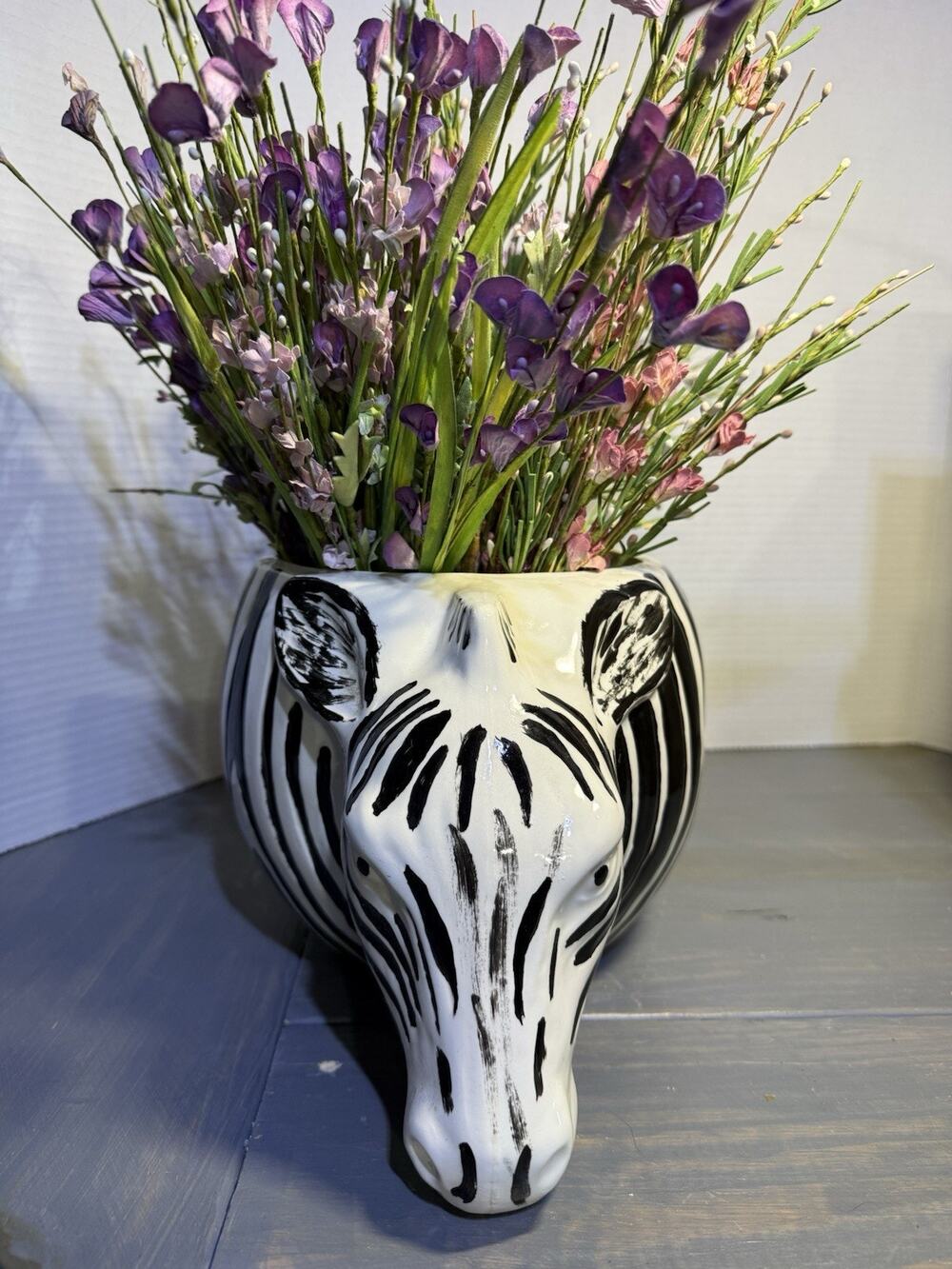 Ceramic Zebra Planter, Jungle Themed Home Decor, Decorative Garden Bowl